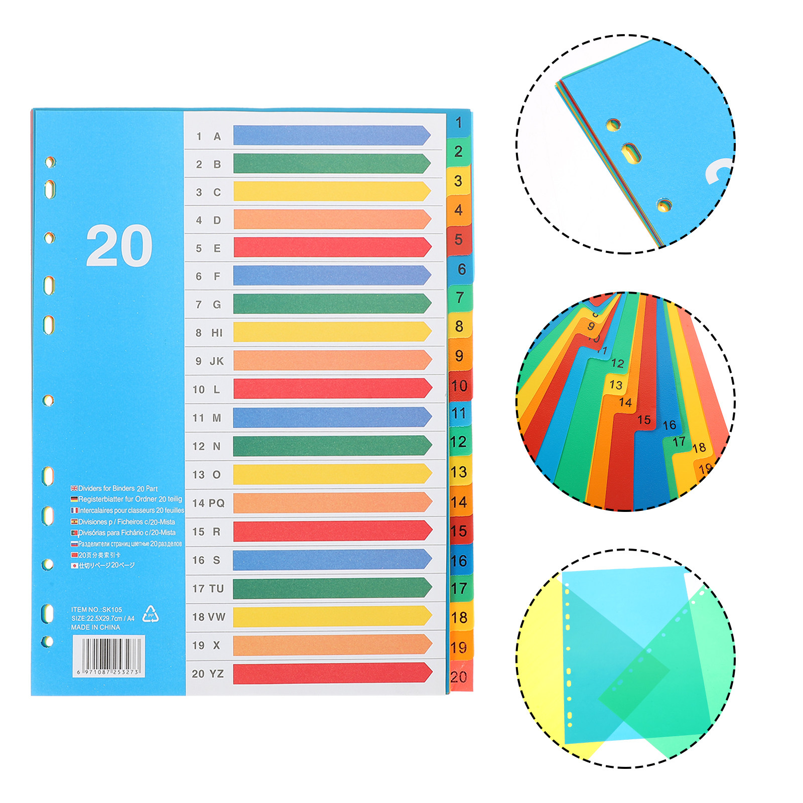 Tab Divider A4 - แผ่นแบ่งแฟ้ม 5 ชิ้น แผ่นพลาสติกสีสำหรับแฟ้มเอกสาร A4 สำนักงาน