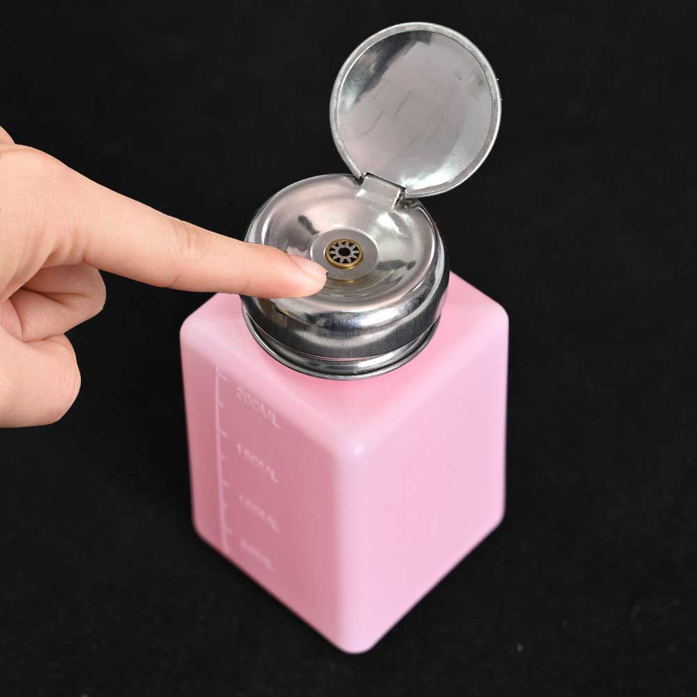 Gel Refill Pack - 200/230ML โลหะสีชมพู Push Down เครื่องปั๊มเล็บคอนเทนเนอร์แอลกอฮอล์เหลวขวดเจลทําความสะอาด Remover