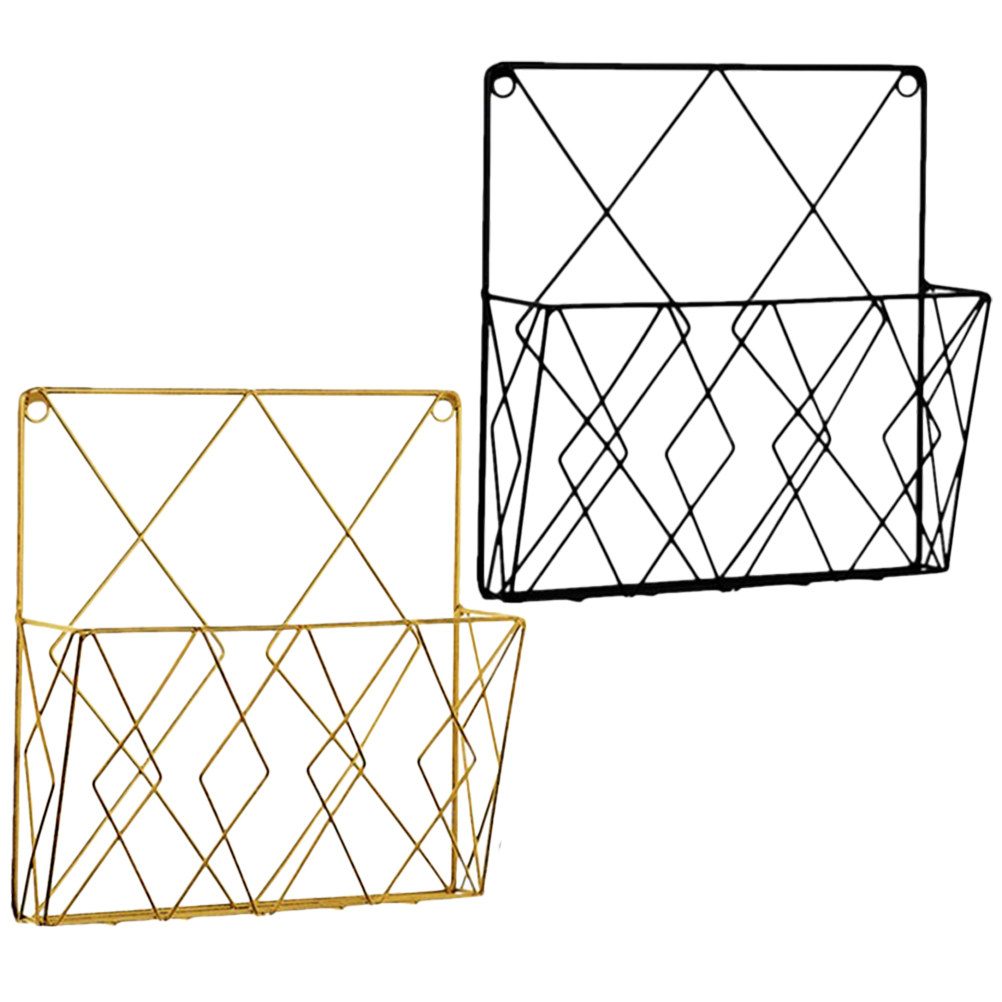 Magazine Holder Rack - ที่เก็บเอกสารติดผนังโลหะคุณภาพสูง 2 ชิ้น สำหรับจัดเก็บเอกสารในสำนักงาน ประหยัดพื้นที่ ที่เก็บนิตยสารแบบตาข่าย