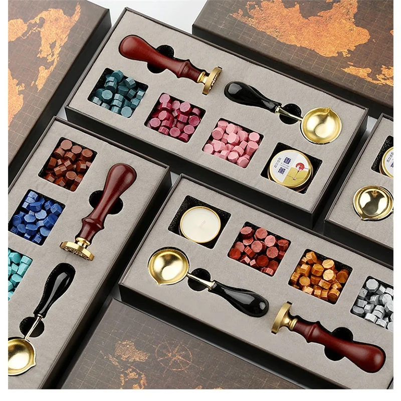 Wax Seal Stamp Set - DIY แสตมป์ WAX Seal กล่องชุดที่ถอดออกได้แสตมป์ช้อนชุดซีลลูกปัดซองจดหมายงานแต่งงานบรรจุภัณฑ์ของขวัญโปสการ์ด