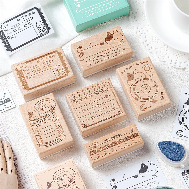 แสตมป์ยางลายแมวน่ารัก วัสดุไม้ - Rubber Date Stamp บทวิจารณ์และราคา