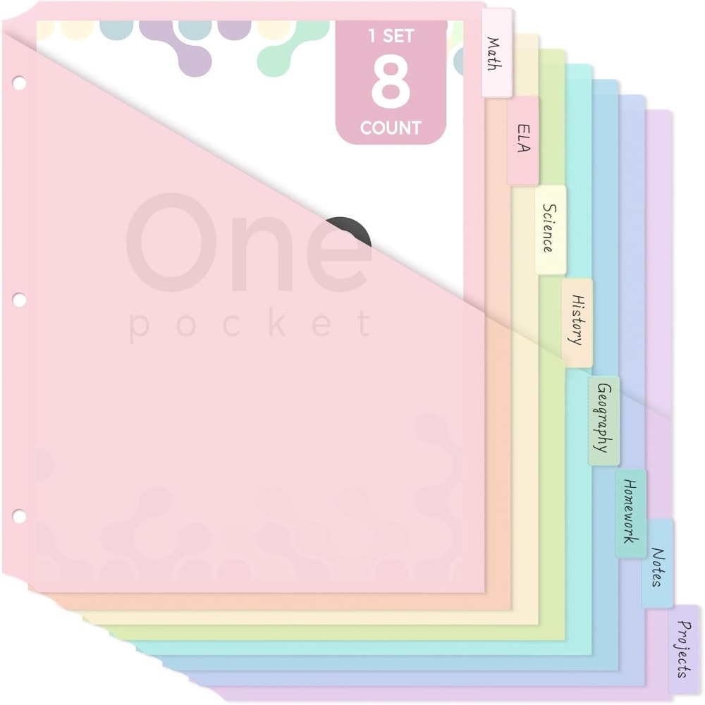 8 ชิ้น แฟ้มพลาสติกแบบมีช่องใส่ - Tab Divider A4 บทวิจารณ์และราคา